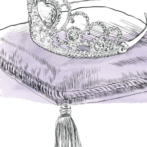 Princess Crown on Pillow Guest Book Alternative Print, Wedding Guestbook, Fairytale, Bridal Shower, Birthday Party, Sweet 16, Bar Mitzvah, Disney, Baby Shower - Darlington Guestbooks