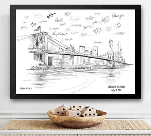 New York Skyline Guestbook Print, NYC Guest Book, Bridal Shower, Wedding, Custom, Alternative Guest Book, Wedding Sign-in, Birthday Party, Family Reunions - Darlington Guestbooks