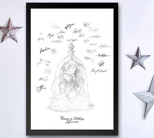 Beauty and the Beast 2017 Inspired Alternative Guest Book Print, Guestbook, Fairytale, Bridal Shower, Wedding, Disney, Rose & Dome - Darlington Guestbooks