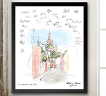 San Miguel, Mexico Skyline Guestbook Print, Guest Book, Bridal Shower, Wedding, Custom, Alternative Guest Book, Sign In (8 x 10 - 24 x 36) - Darlington Guestbooks