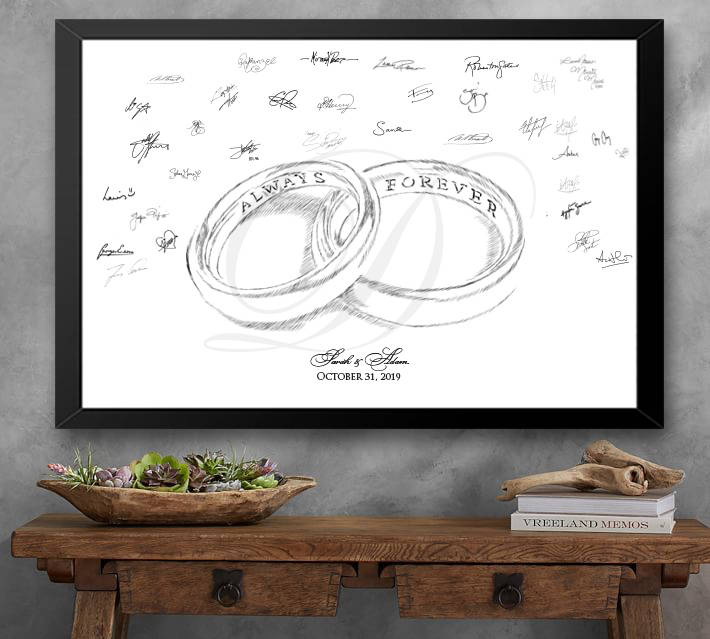 Always & Forever Rings Alternative Wedding Guest Book Print, Guestbook, Bridal Shower, Wedding, Alternative Guest book, Sign-in, FREE PEN - Darlington Guestbooks