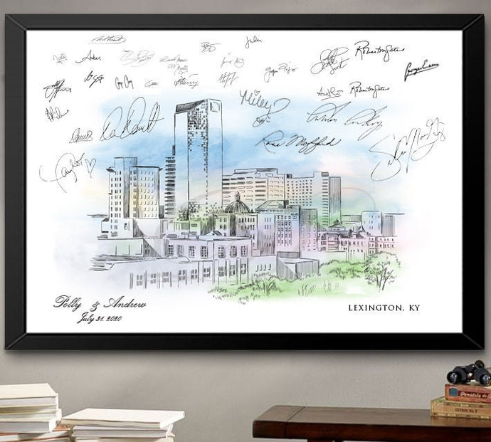 Lexington Watercolor Skyline Guestbook Print, Guest Book, Lexington, KY Bridal Shower, Wedding, Custom, Alternative Guest Book, Sign in