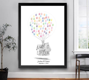 Up House Thumbprint Guestbook Print, Guest Book, Wedding, Bridal Shower, Fairytale, Disney, Alternative Sign-in, Birthday Party - Darlington Guestbooks
